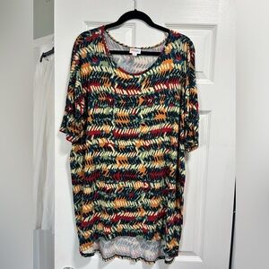 New LuLaRoe short-sleeve crewneck top. Multicolored Large (fits like a XXL). $10
